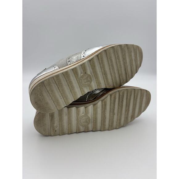Mephisto Wing Tip Oxfords Wedge Platform Silver Leather Size 8.5 Air Relax - Picture 7 of 16